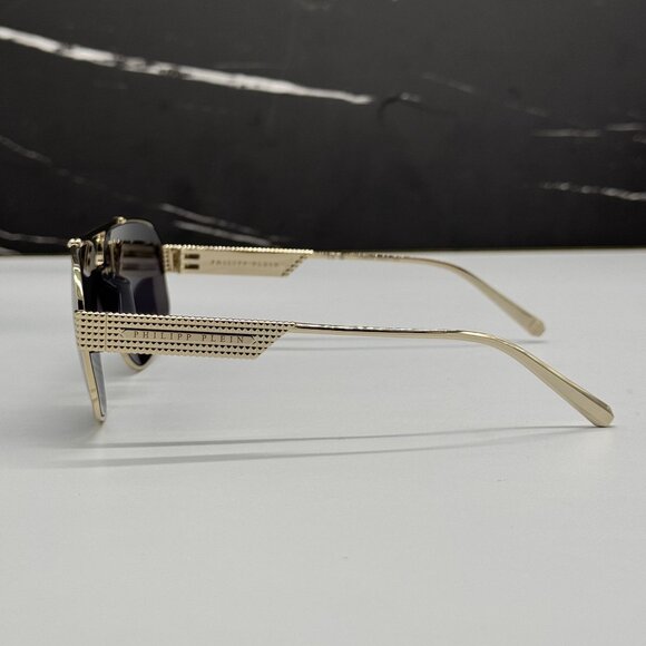 NEW PHILIPP PLEIN SPP106M 302 GOLD/GRAY MEN SUNGLASSES - Picture 8 of 11